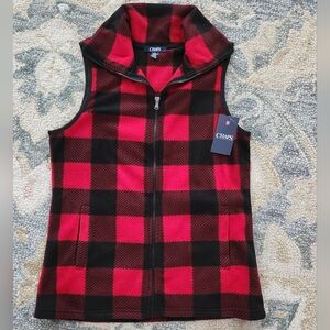 Chaps Plaid Fleece Vest NWT!